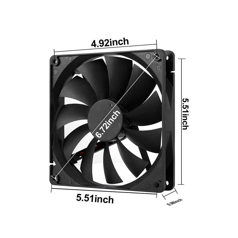 PANO-MOUNTS 140mm Quiet PC Case Fans with 3pin 4pin & Molex Connector 1000RPM 2-Pack for Computer PC Case CPU Cooling - Image 5